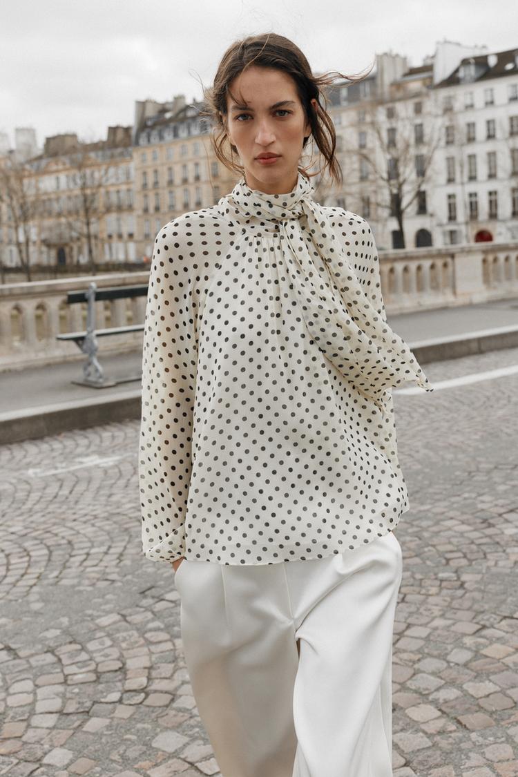 Alméa - Blouse ivory dot