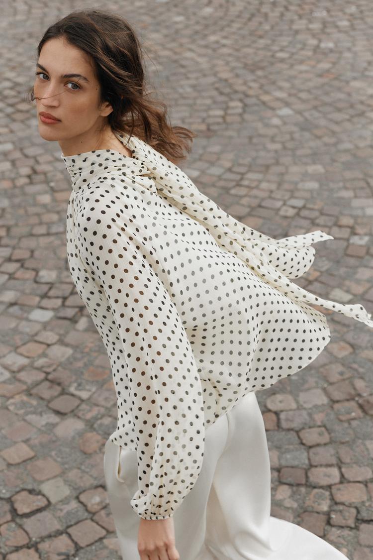 Alméa - Blouse ivory dot