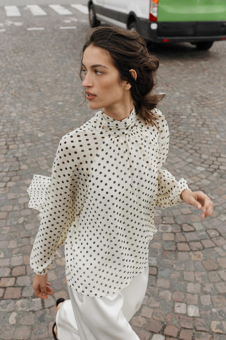 Alméa - Blouse ivory dot