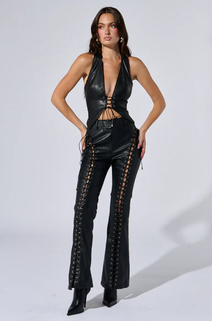 Vanta - Pants lace-up leather