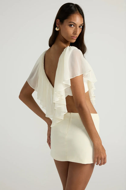 Liora - Ivory Ruffled Top
