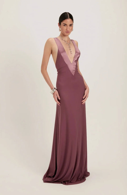 Camilla - Dress plum satin